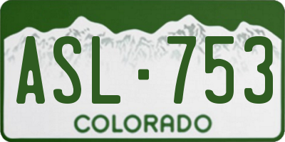 CO license plate ASL753