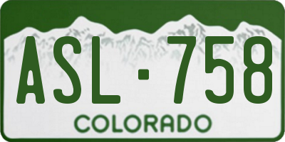 CO license plate ASL758
