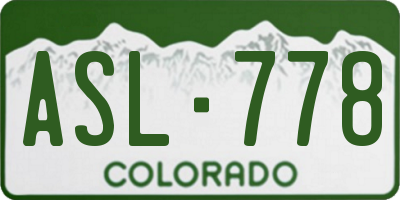 CO license plate ASL778