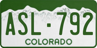 CO license plate ASL792