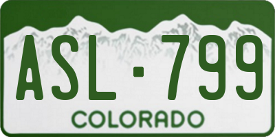 CO license plate ASL799
