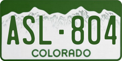 CO license plate ASL804