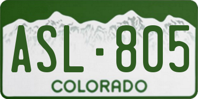 CO license plate ASL805