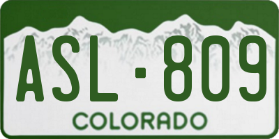 CO license plate ASL809