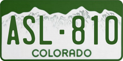 CO license plate ASL810
