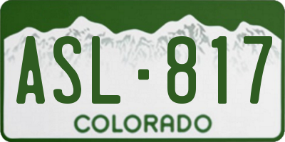 CO license plate ASL817