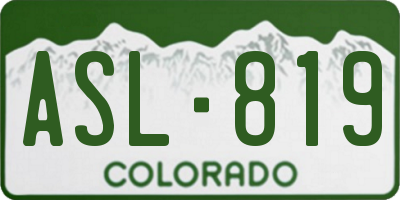 CO license plate ASL819