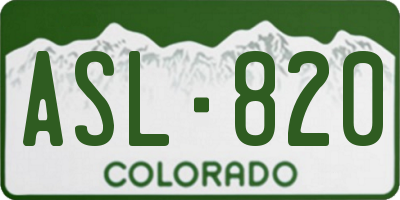 CO license plate ASL820