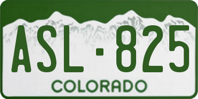 CO license plate ASL825