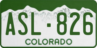CO license plate ASL826