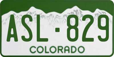 CO license plate ASL829