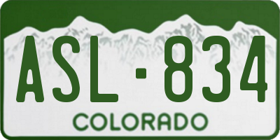 CO license plate ASL834