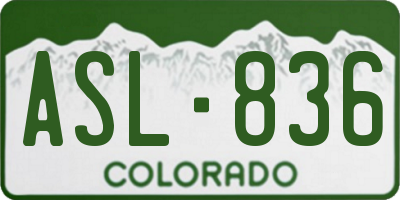 CO license plate ASL836