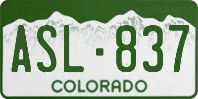 CO license plate ASL837