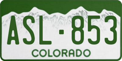 CO license plate ASL853