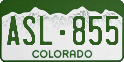 CO license plate ASL855