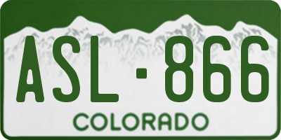 CO license plate ASL866