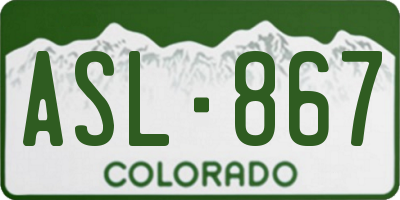 CO license plate ASL867