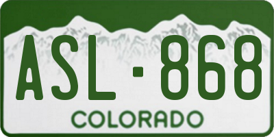 CO license plate ASL868