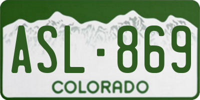 CO license plate ASL869