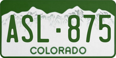 CO license plate ASL875