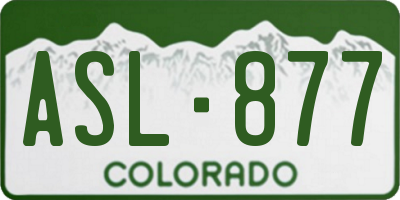 CO license plate ASL877
