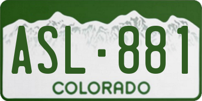 CO license plate ASL881