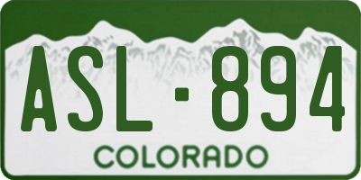 CO license plate ASL894