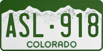 CO license plate ASL918