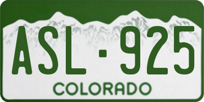 CO license plate ASL925