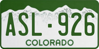 CO license plate ASL926