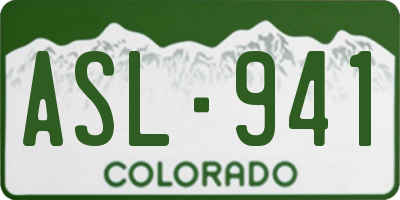CO license plate ASL941