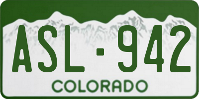 CO license plate ASL942