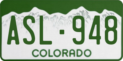 CO license plate ASL948