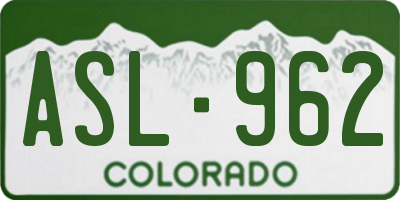 CO license plate ASL962