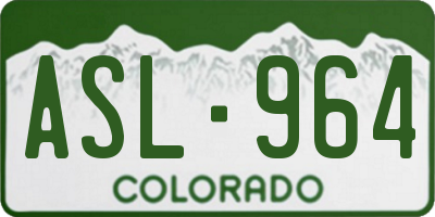 CO license plate ASL964