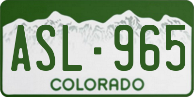 CO license plate ASL965
