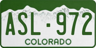 CO license plate ASL972