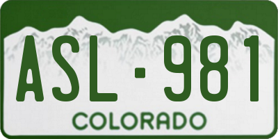 CO license plate ASL981