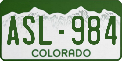 CO license plate ASL984