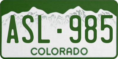 CO license plate ASL985