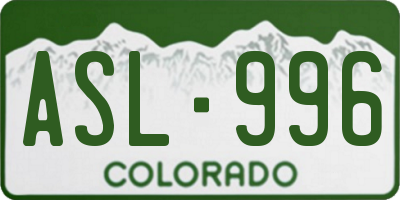 CO license plate ASL996