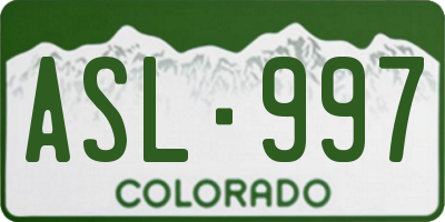 CO license plate ASL997