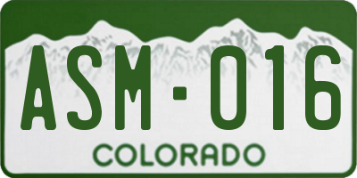 CO license plate ASM016