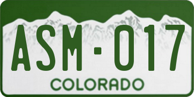 CO license plate ASM017