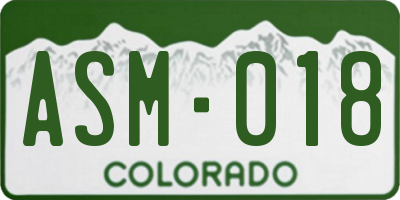 CO license plate ASM018