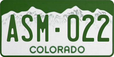 CO license plate ASM022