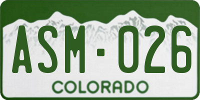 CO license plate ASM026