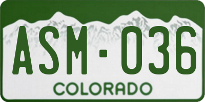 CO license plate ASM036