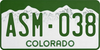 CO license plate ASM038